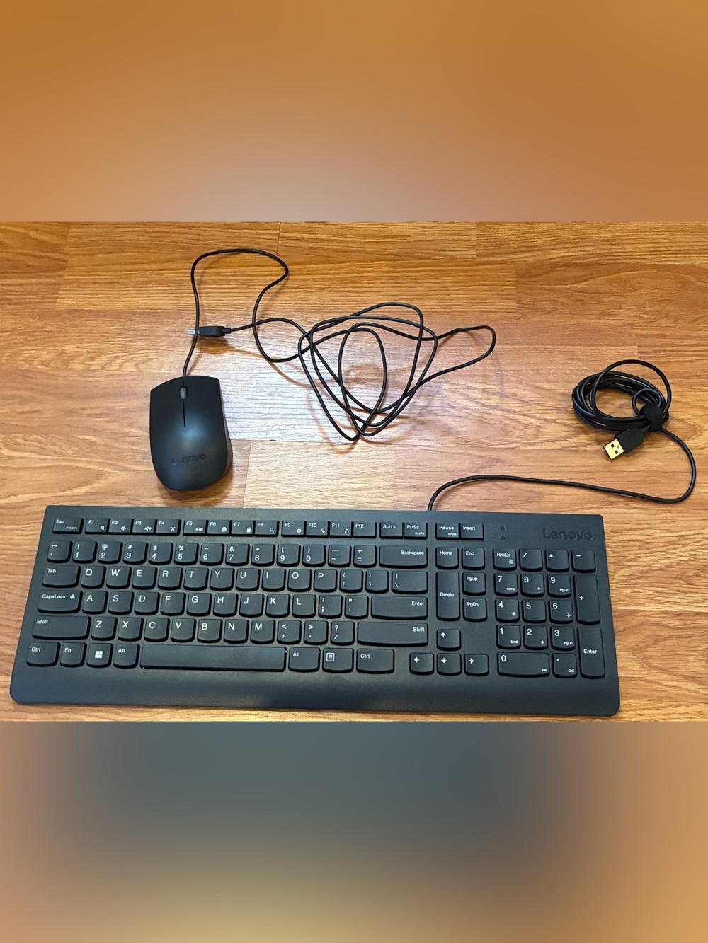 Lenovo Black Wired Keyboard and Mouse Set